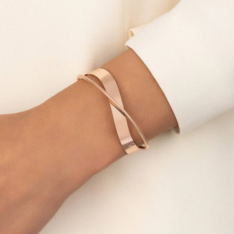 Double Infinity Twisted Cross Wavy Bangle Bracelets & Bangles New Arrivals Women Jewelry 