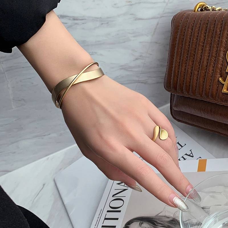 Double Infinity Twisted Cross Wavy Bangle Bracelets & Bangles New Arrivals Women Jewelry 