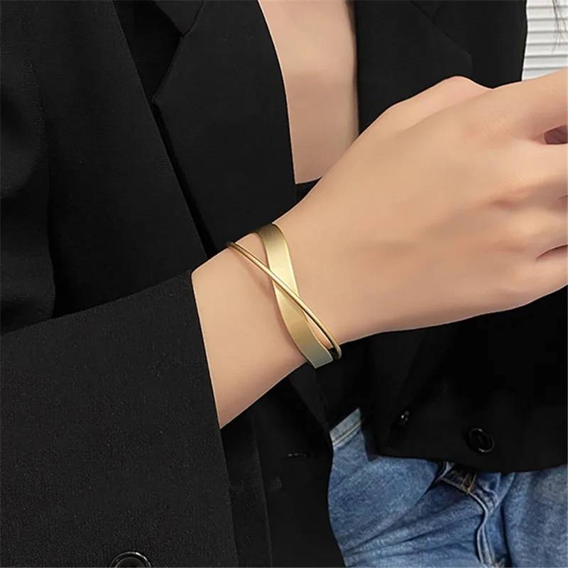 Double Infinity Twisted Cross Wavy Bangle Bracelets & Bangles New Arrivals Women Jewelry 
