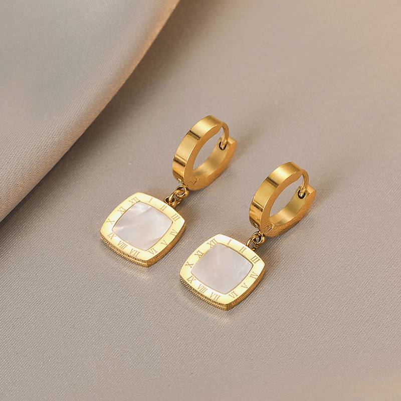 Roman Numeral Round Pendant Earrings Necklace 