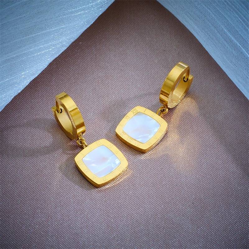 Roman Numeral Round Pendant Earrings Necklace 