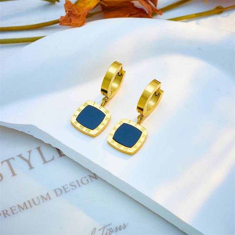 Roman Numeral Round Pendant Earrings Necklace 