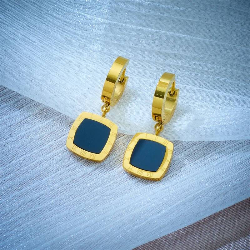 Roman Numeral Round Pendant Earrings Necklace 