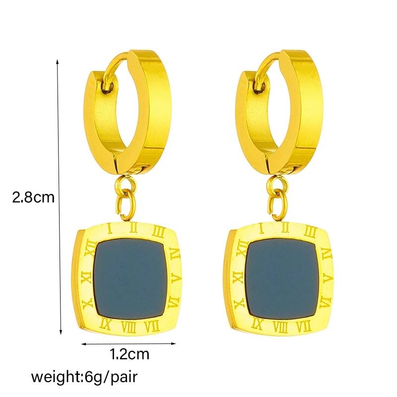 Roman Numeral Round Pendant Earrings Necklace 