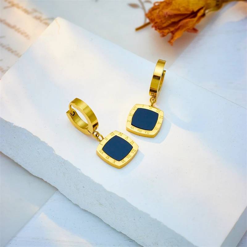 Roman Numeral Round Pendant Earrings Necklace 