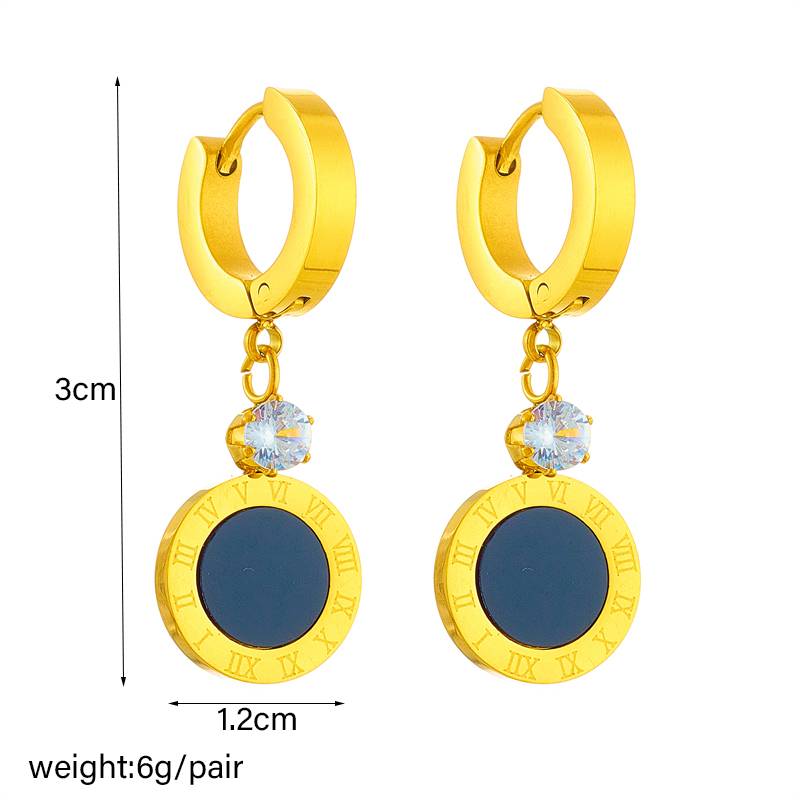 Roman Numeral Round Pendant Earrings Necklace 