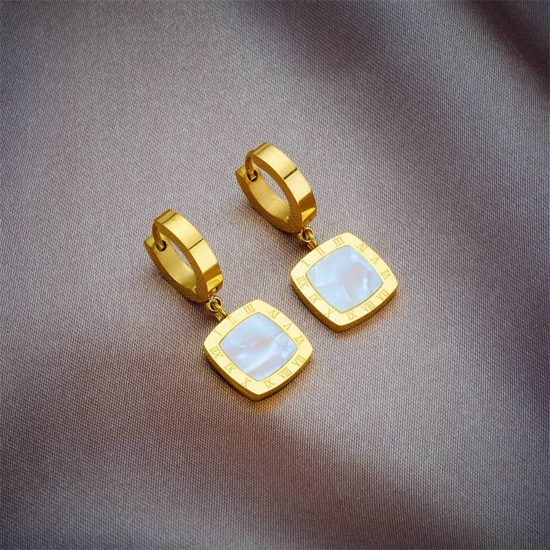 Roman Numeral Round Pendant Earrings Necklace 