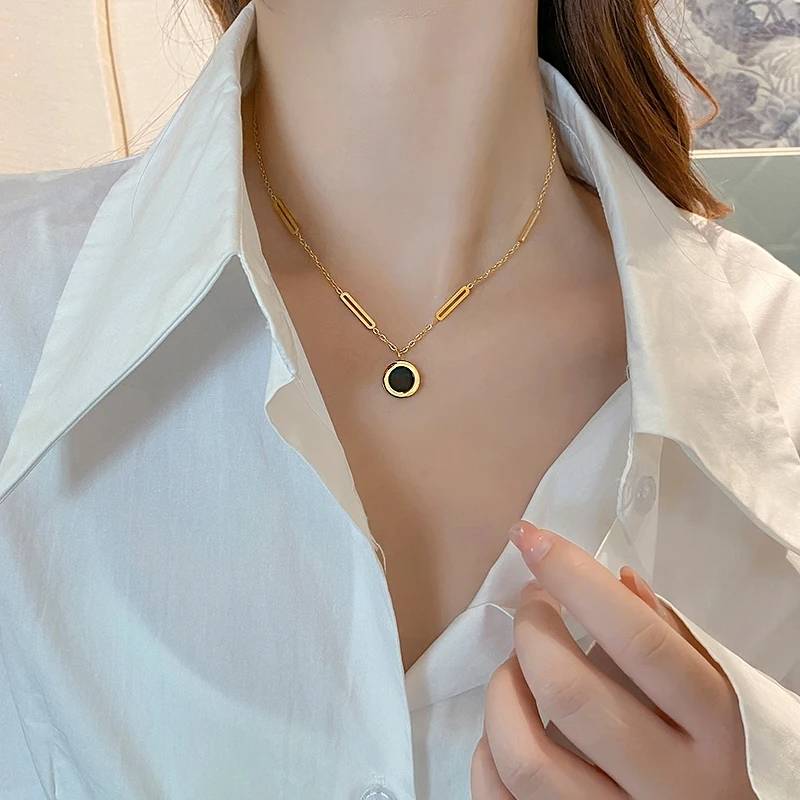 Roman Numeral Round Pendant Earrings Necklace Earrings Necklaces New Arrivals Pendants Women Jewelry 