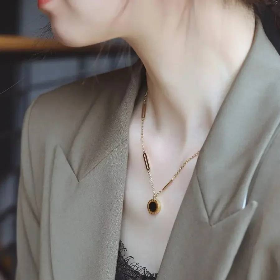 Roman Numeral Round Pendant Earrings Necklace Earrings Necklaces New Arrivals Pendants Women Jewelry 