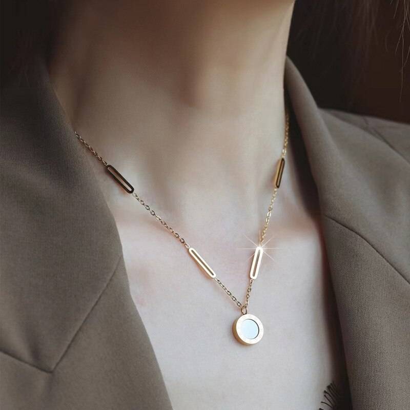 Roman Numeral Round Pendant Earrings Necklace Earrings Necklaces New Arrivals Pendants Women Jewelry 