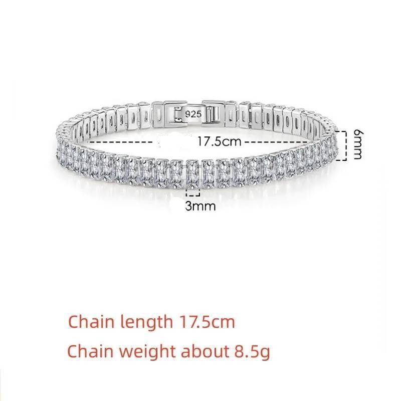 925 Sterling Silver Rectangular Cubic Zirconia Bracelet Bracelets & Bangles New Arrivals Women Jewelry 