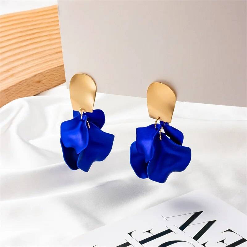Solid Color Rose Petals Drop Earrings Earrings New Arrivals Women Jewelry 