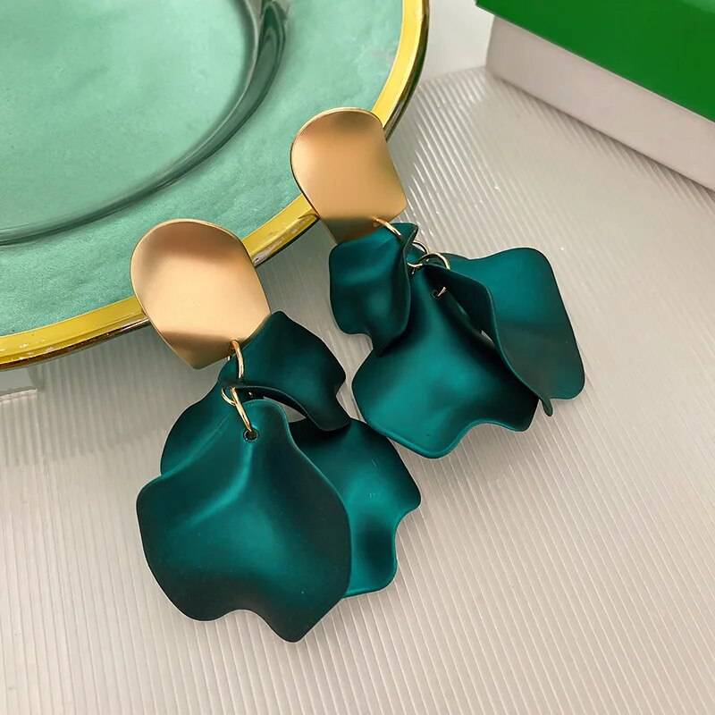 Solid Color Rose Petals Drop Earrings Earrings New Arrivals Women Jewelry 
