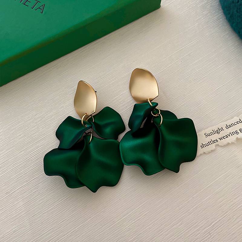 Solid Color Rose Petals Drop Earrings Earrings New Arrivals Women Jewelry 