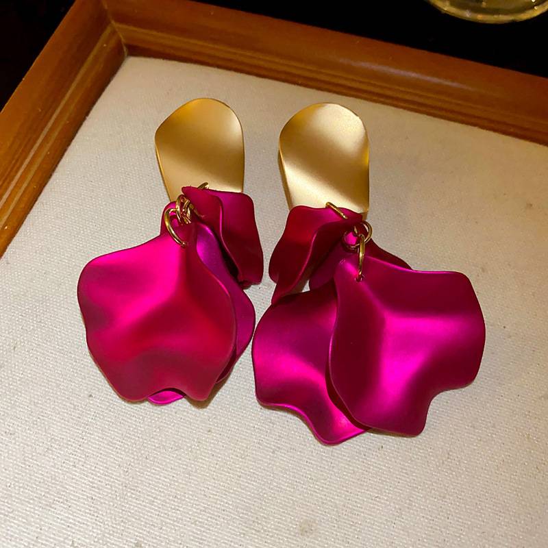 Solid Color Rose Petals Drop Earrings Earrings New Arrivals Women Jewelry 