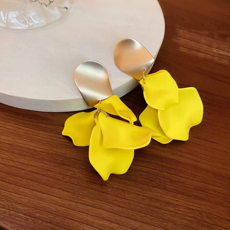 Solid Color Rose Petals Drop Earrings Earrings New Arrivals Women Jewelry 