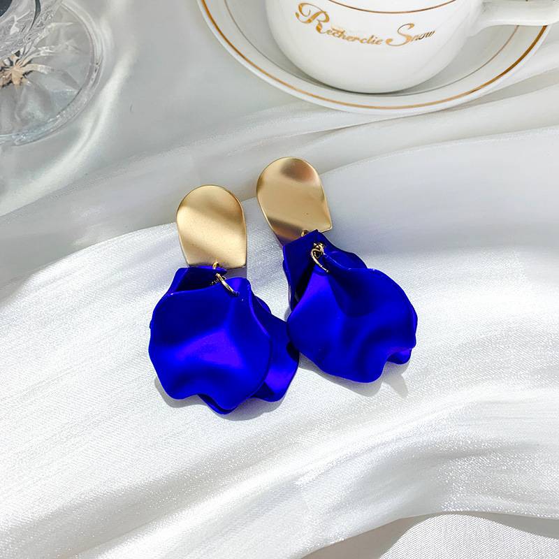 Solid Color Rose Petals Drop Earrings Earrings New Arrivals Women Jewelry 