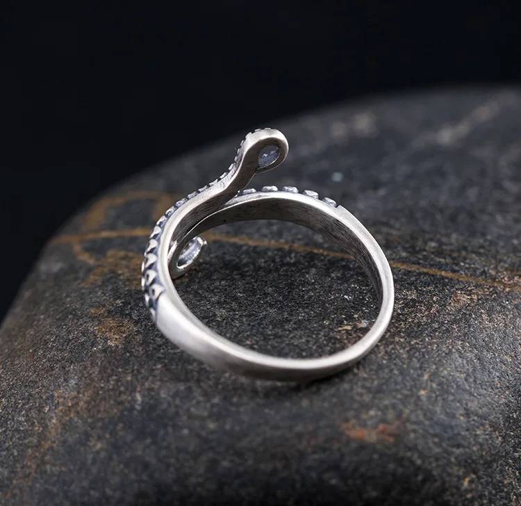 925 Silver Octopus Tentacles Cocktail Open Ring 