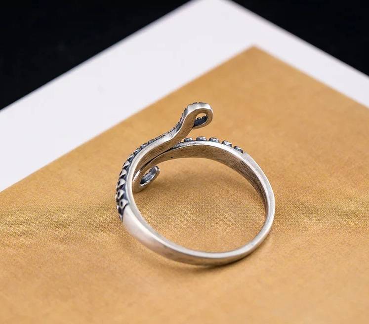 925 Silver Octopus Tentacles Cocktail Open Ring 