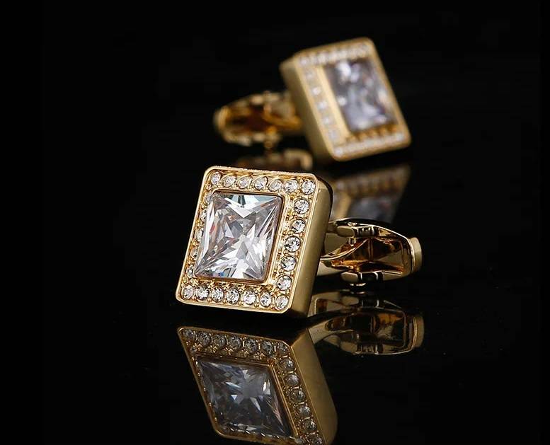 Luxury Square Cubic Zirconia French Shirt Cufflinks Men Jewelry New Arrivals Tie Clips & Cufflinks 