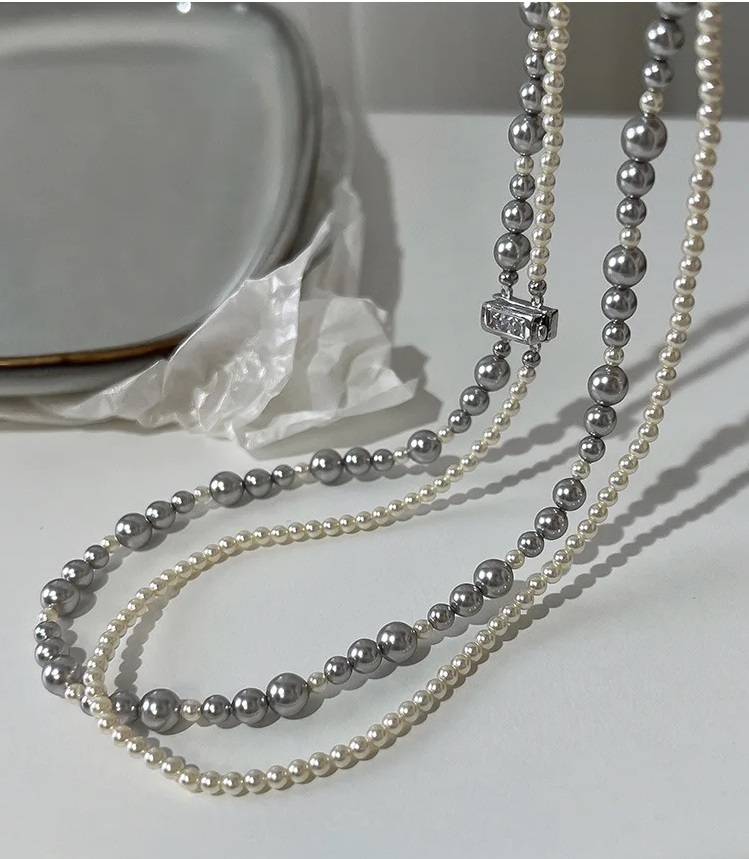Double Layer Faux Pearl Beaded Choker Necklace Necklaces New Arrivals Women Jewelry 
