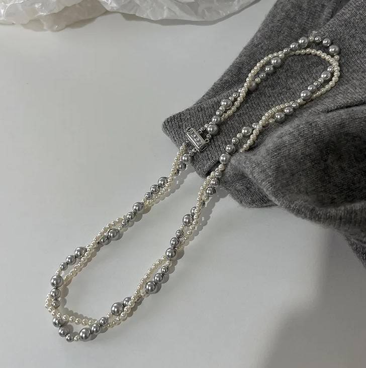 Double Layer Faux Pearl Beaded Choker Necklace Necklaces New Arrivals Women Jewelry 