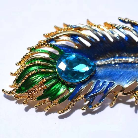 Rhinestone Peacock Feather Faux Pearl Brooch Pin New Arrivals 
