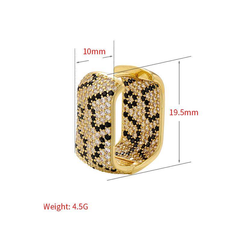 ZHUKOU Leopard Print hoop Earrings Fashion black white Cubic Zirconia women Geometric rectangle hoop earrings wholesale VE853 