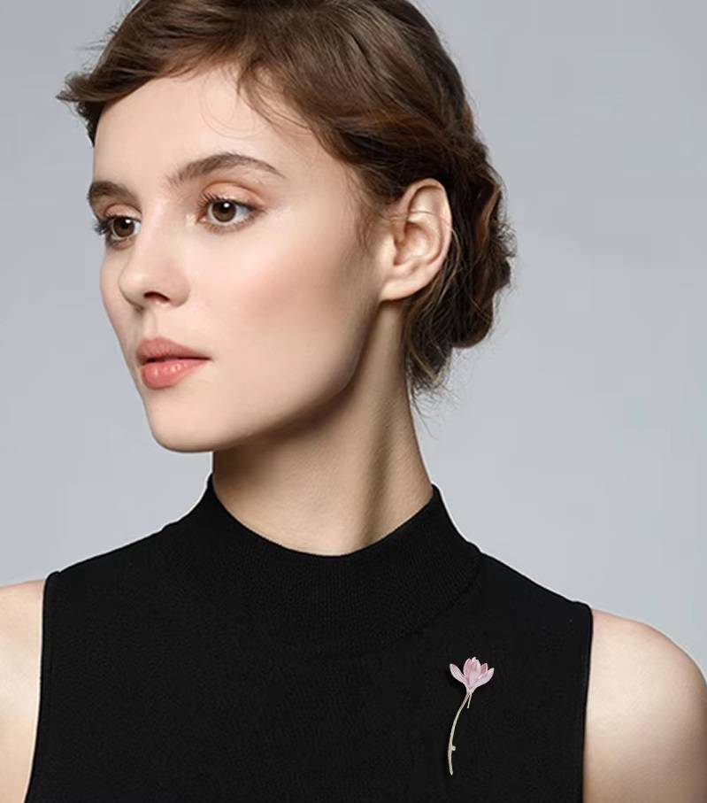 Blossoming Pink Lotus Flower Floral Brooch Brooches & Pins New Arrivals Women Jewelry 