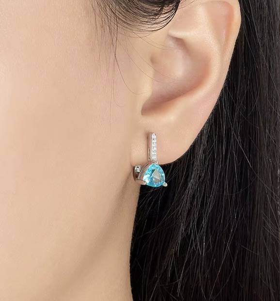 Sky Blue Cubic Zirconia Waterdrop Drop Earrings Earrings New Arrivals Women Jewelry 
