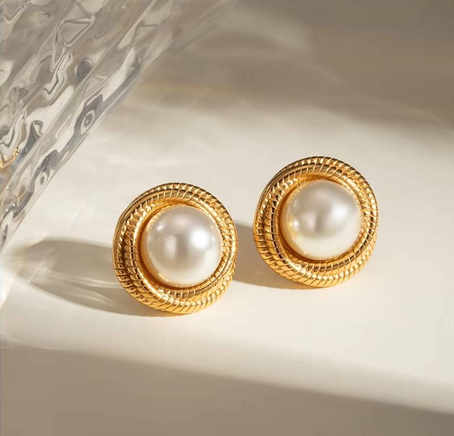Spiral Scaly Wrap Faux Pearl Stud Earrings Earrings New Arrivals Women Jewelry 